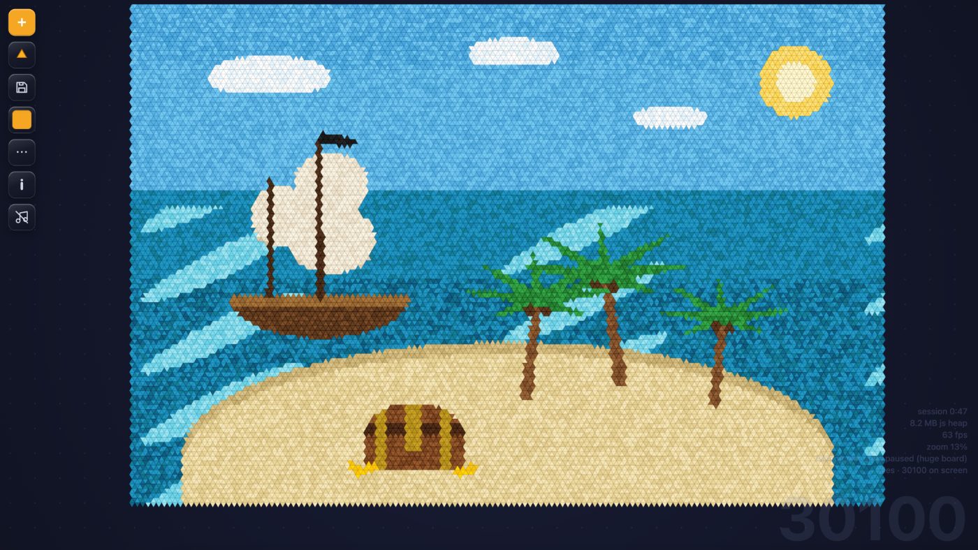 A 30,000-tile island scene zoomed out
