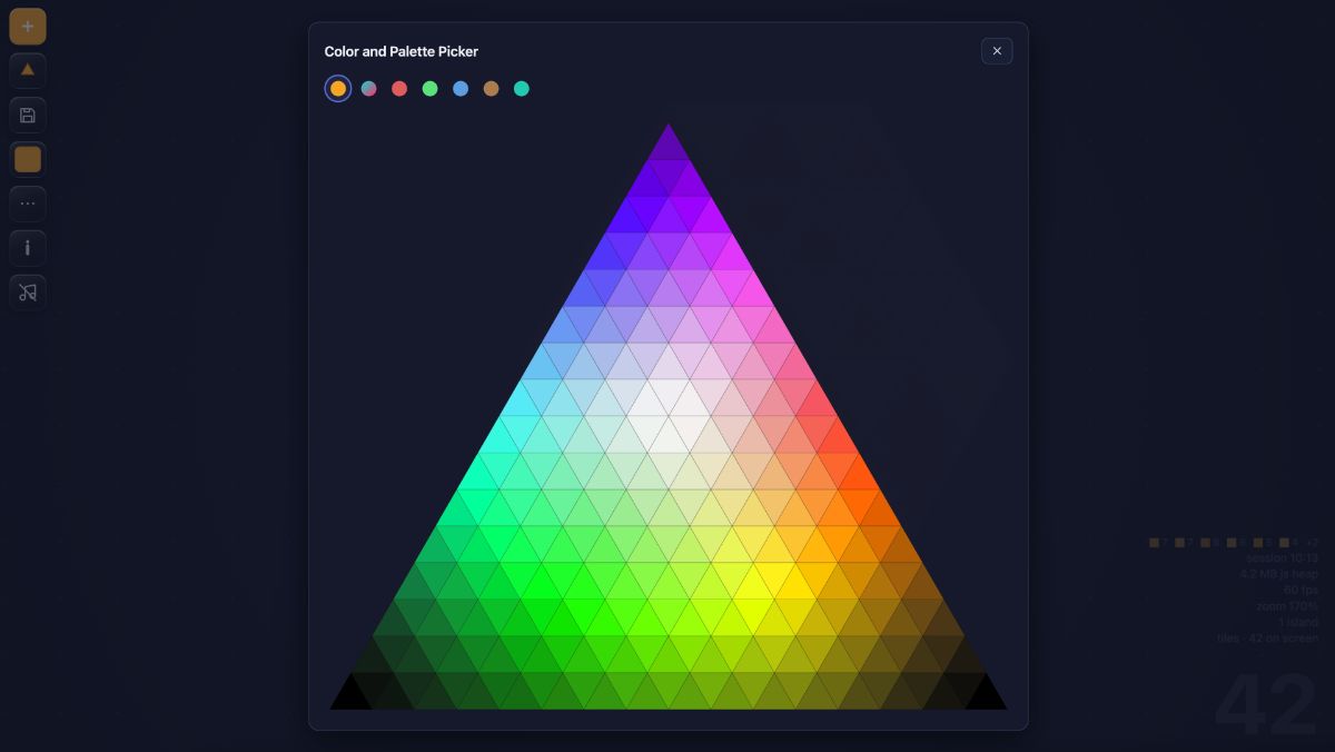 The triangle-shaped color wheel